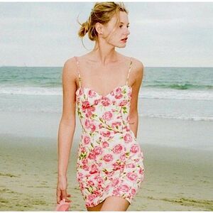 Zara Corset Dress BLOGGER FAVORITE Pink & Cream Floral Size S • NEW WITH TAGS •